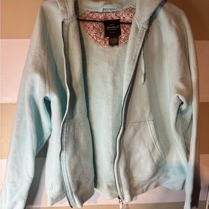 Eddie Bauer Mint Green Fleece Zip Hoodie with Floral Lining